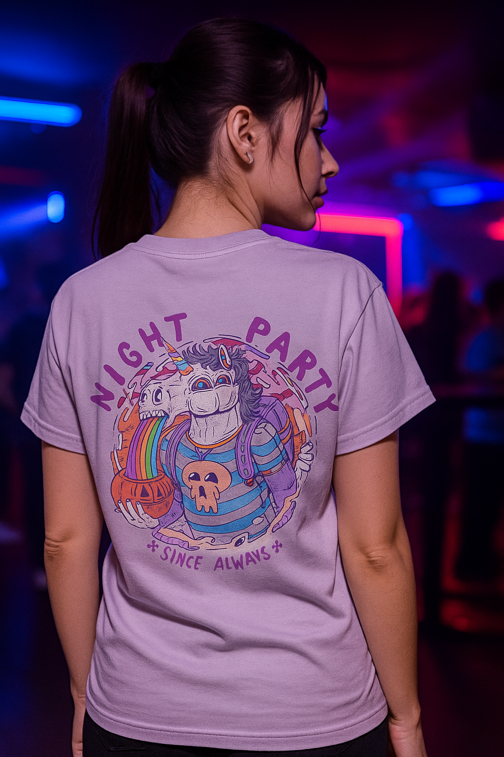 “Night Party Unicorn” – Retro Rave Graphic Tee Design (Digital Download)