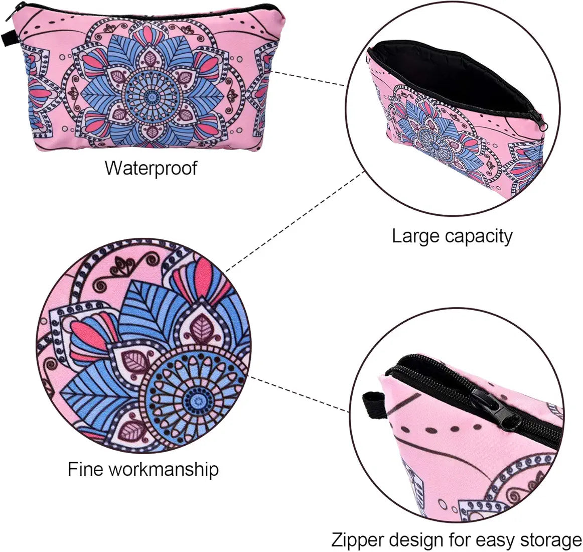 6 Pieces Makeup Bag Toiletry Pouch Waterproof Cosmetic Bag with Zipper Travel Packing Bag 8.7 x 5.3 Inch Small Cosmetic Bag Accessory Organizer for Women and Men 