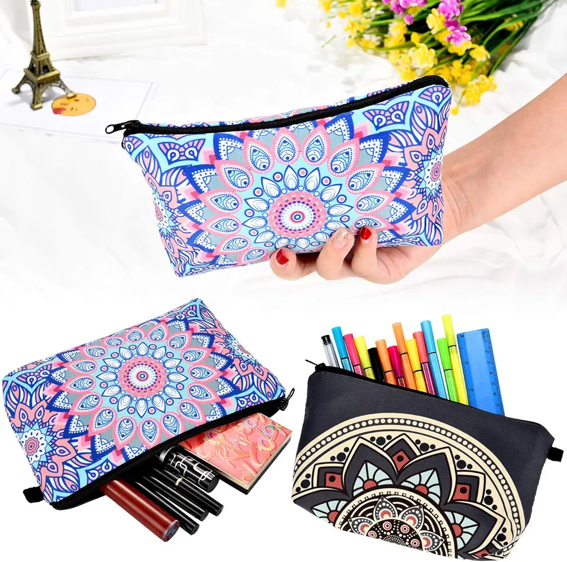 6 Pieces Makeup Bag Toiletry Pouch Waterproof Cosmetic Bag with Zipper Travel Packing Bag 8.7 x 5.3 Inch Small Cosmetic Bag Accessory Organizer for Women and Men 