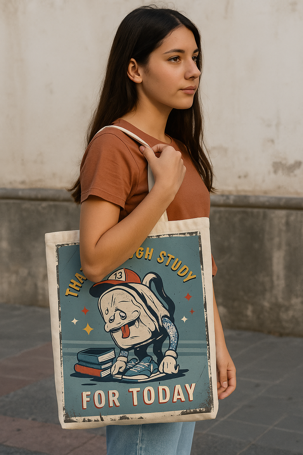 "That's Enough Study for Today" – Retro Cartoon Streetwear Design (Digital Download)