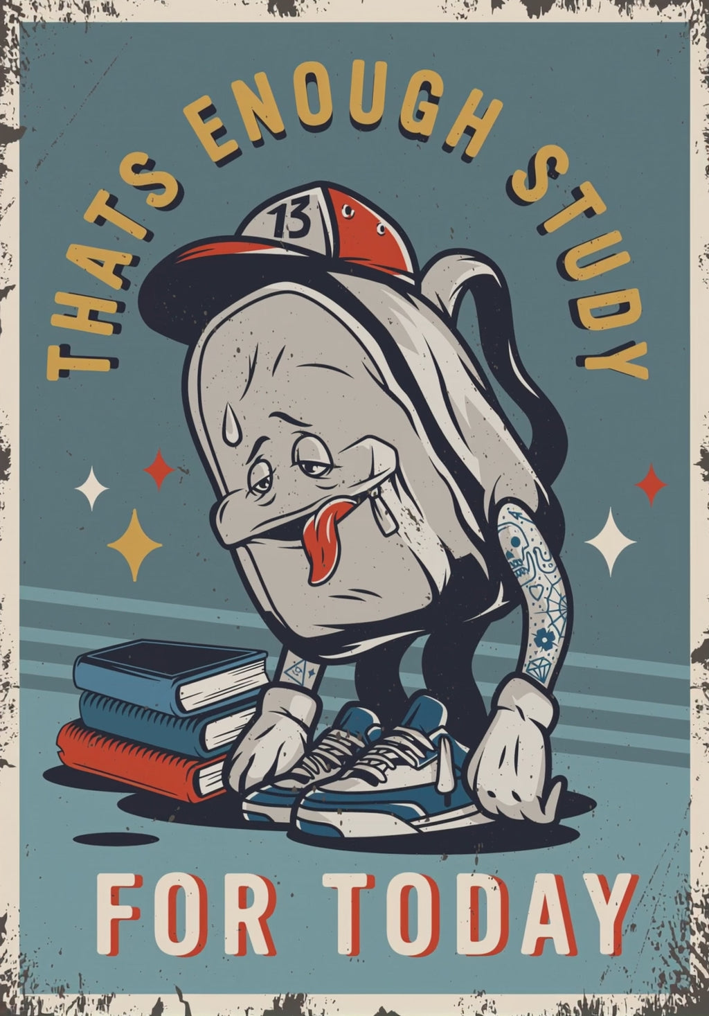 "That's Enough Study for Today" – Retro Cartoon Streetwear Design (Digital Download)